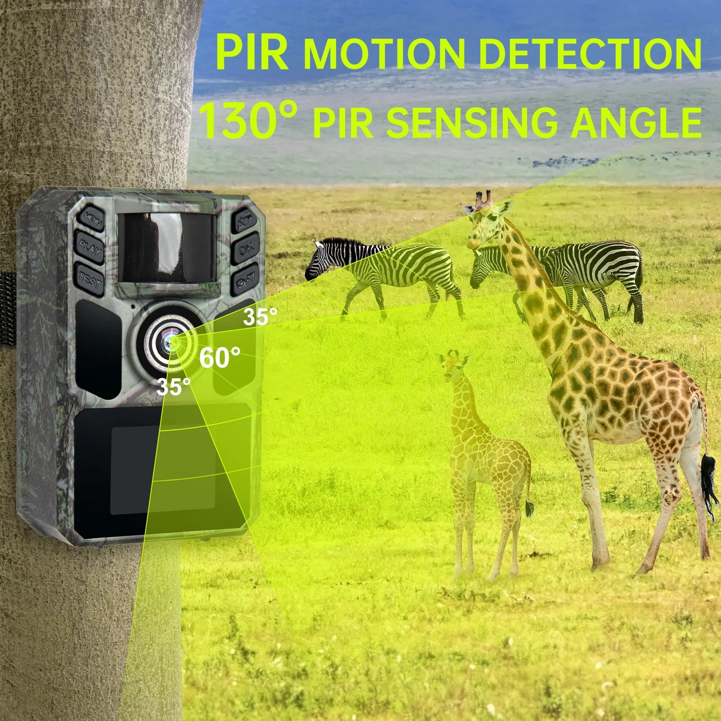 WiFi Trail Camera Solar Trail Cam - Rechargeable Trail Camera Built-in 5000mAh Battery 4K 64MP Hunting Camera with Night Vision