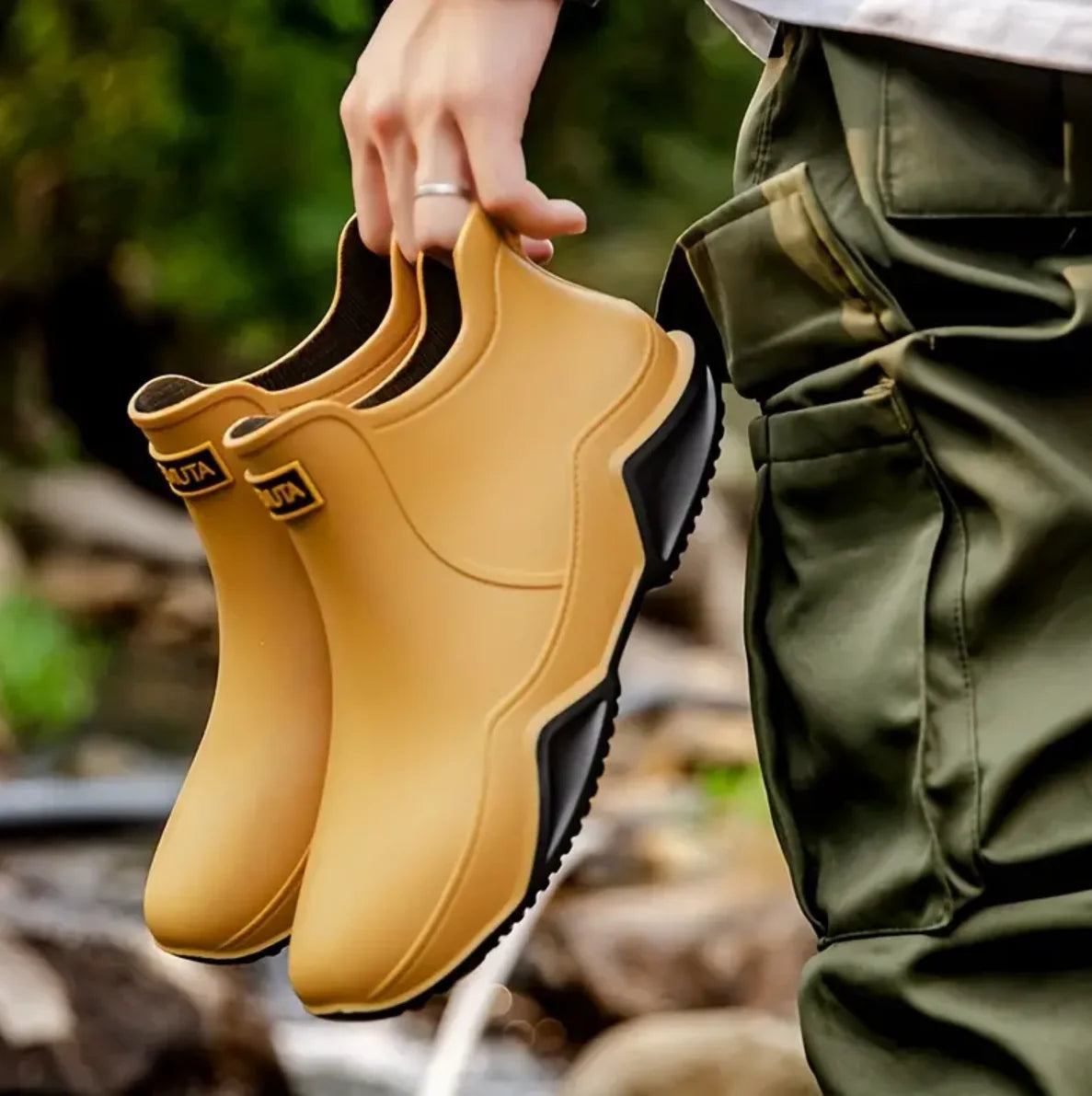 Trendy Outdoor Non-slip Rain Boots, Waterproof Shoes