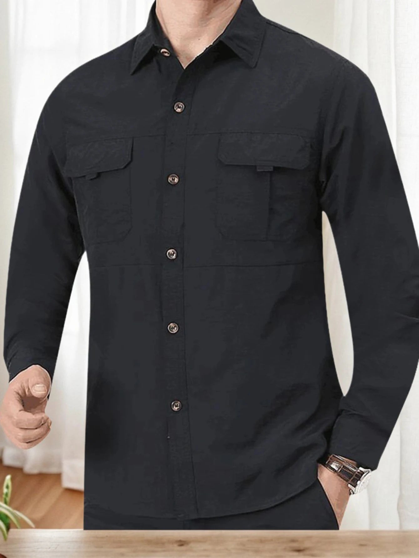 Men's Outdoor Military Style Long Sleeve Tactical Multi-Pocket Shirt, Durable, Breathable Quick-Dry