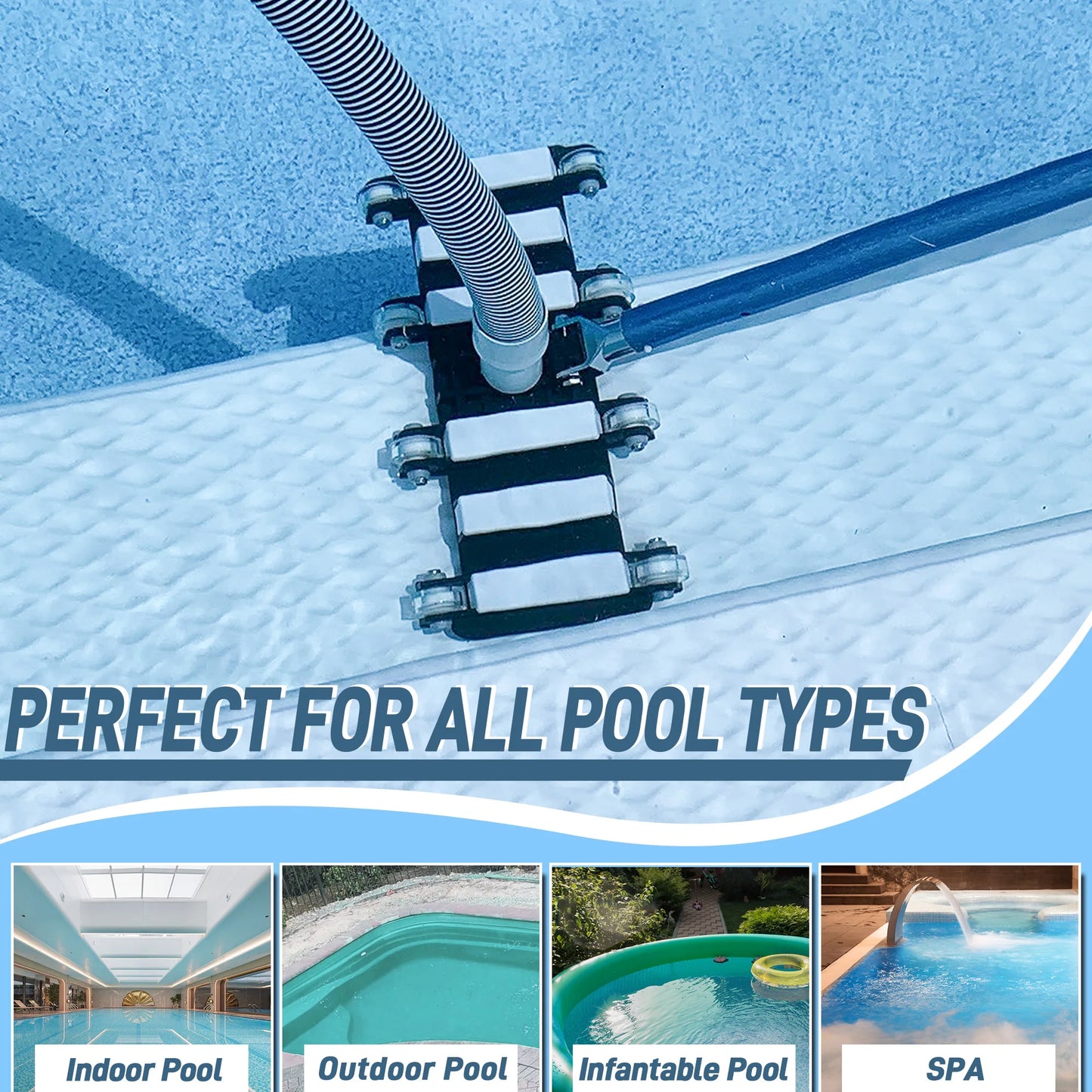 1pc Extra-Wide Deep Cleaning Pool Vacuum Head,Compatible with Standard Pool Poles & Hoses for All Pool Surfaces
