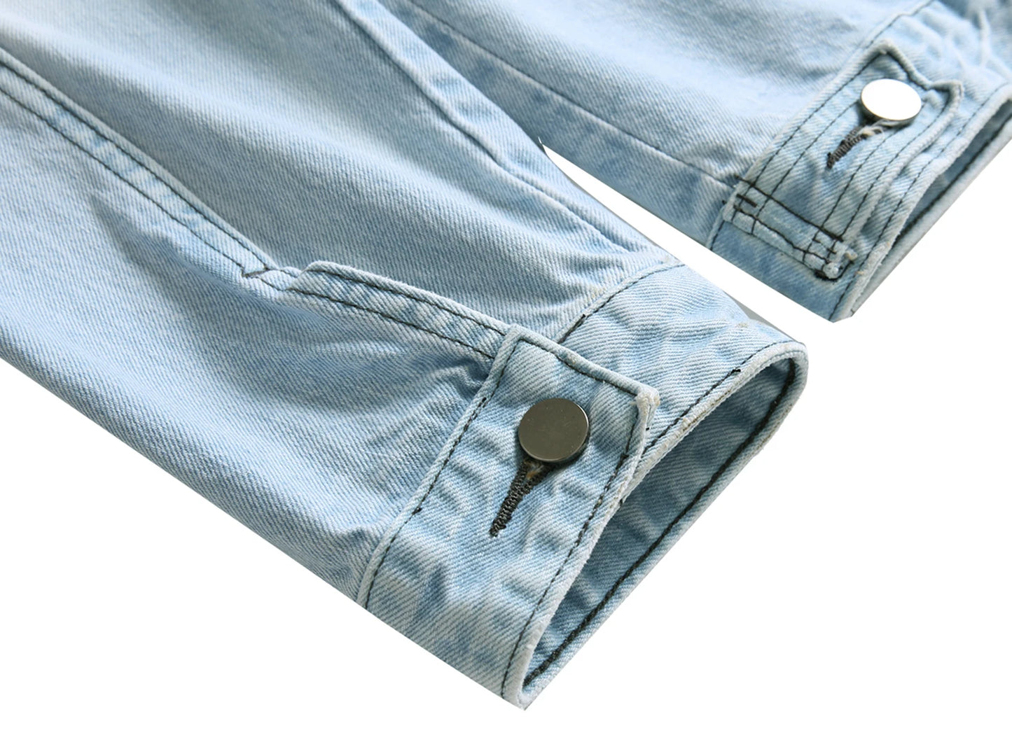 Men's Light Blue Ripped Denim Jacket, Classic Fashion Slim Fit Jacket