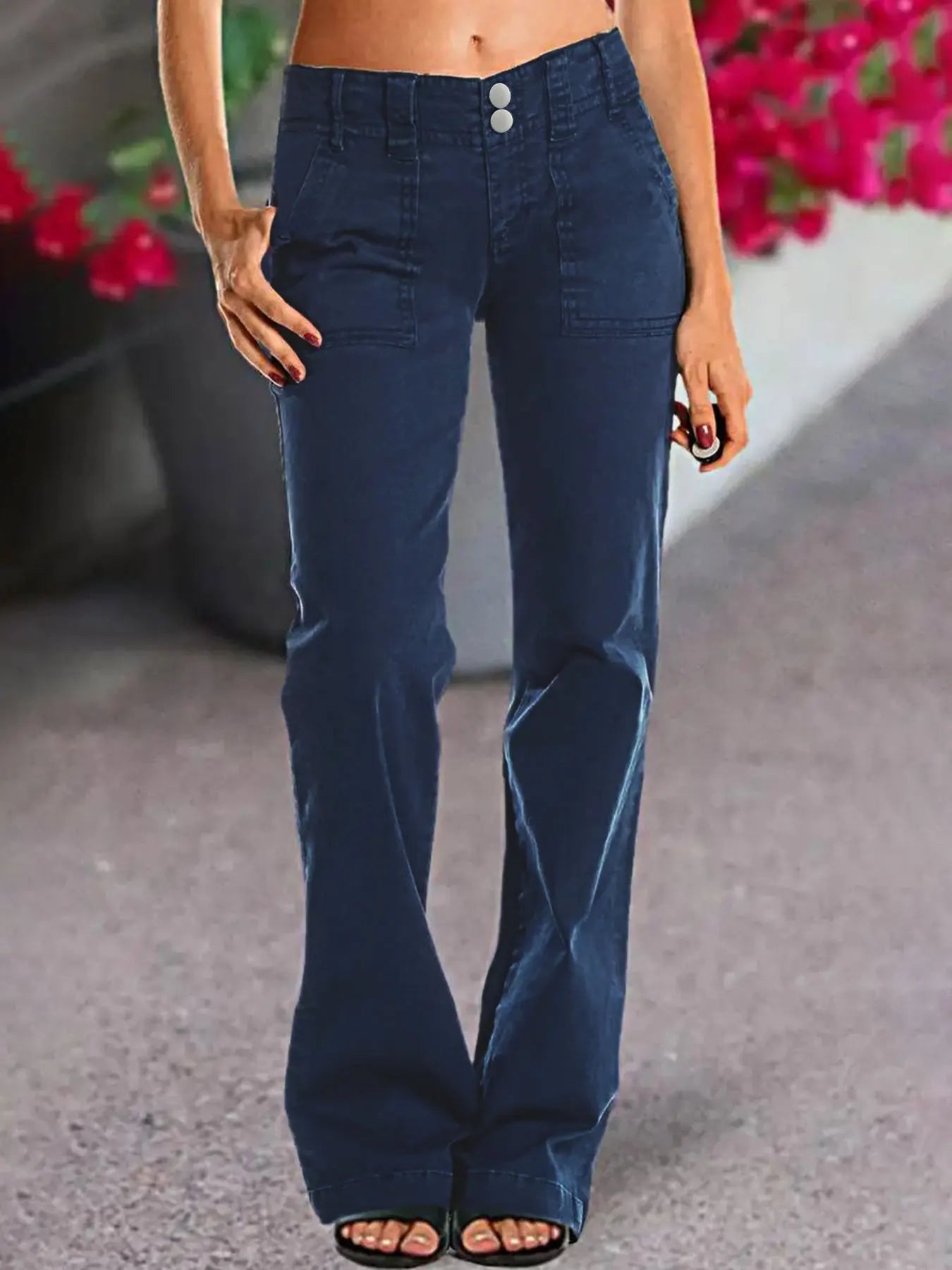 Mid Rise Jeans for Women, Wide Leg Flare Pants