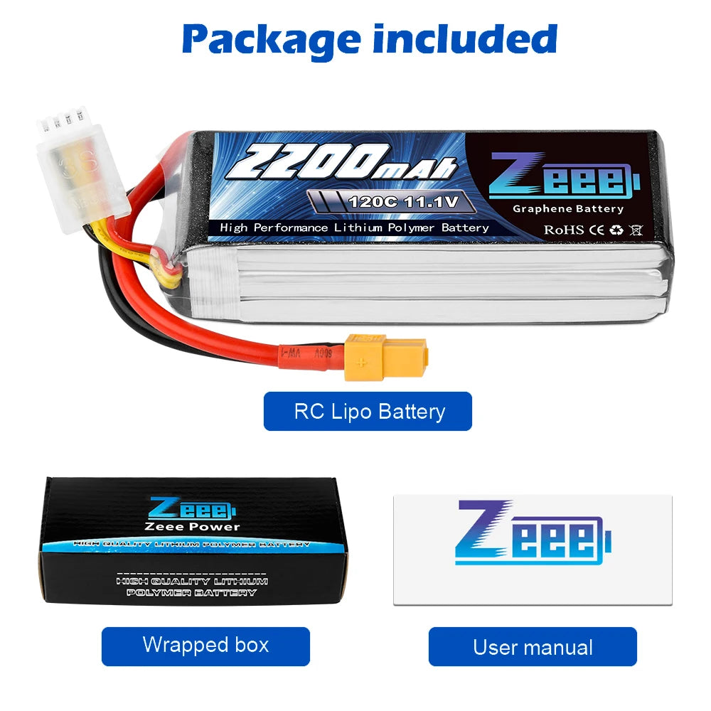 2pcs 3S 2200mAh Lipo Battery 11.1V 120C with XT60 Plug For FPV Drone Airplane, RC Car Truck, Boat