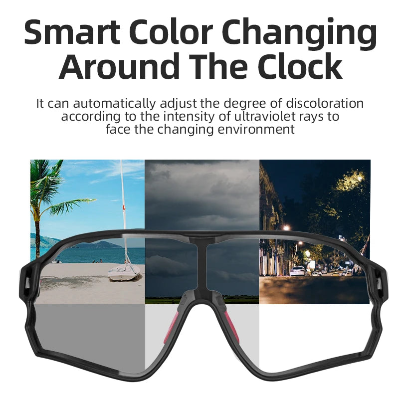 Photochromic Cycling Glasses UV400 Sunglasses Outdoor Eyewear MTB Racing Lightweight Flexible