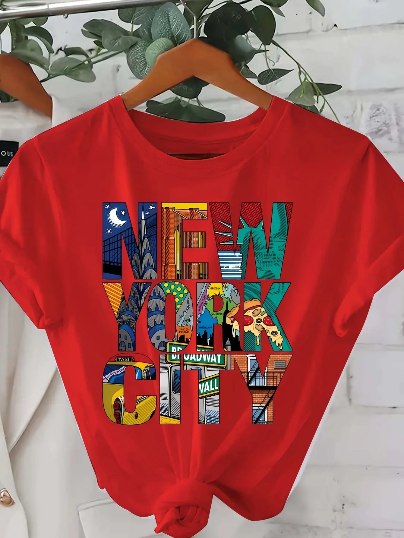 Oversized New York City Print T-Shirt | Short Sleeve Crew Neck Casual Top for Women