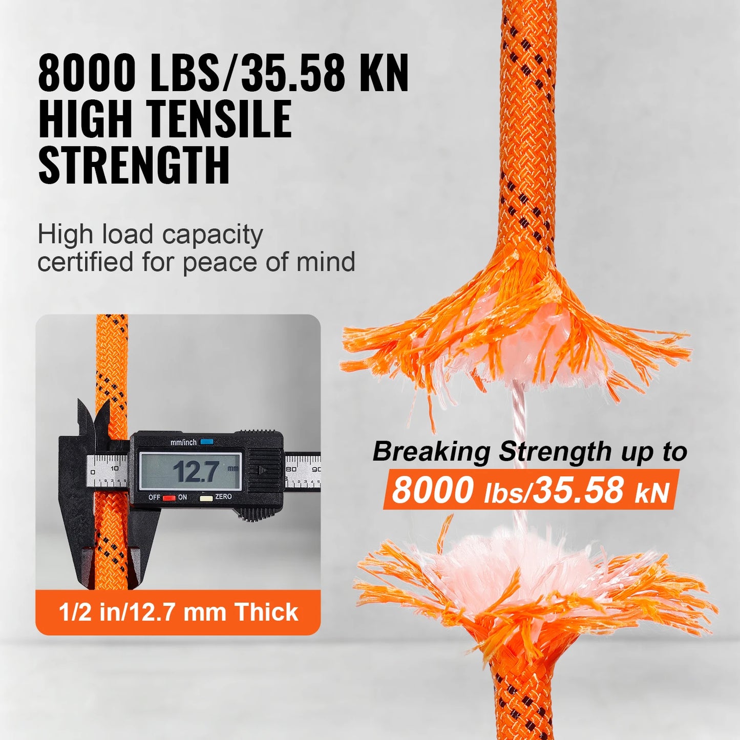 220ft Dual-Weave Polyester Rope 48-Strand Outdoor Accessories Emergency Cord for Camping, Rappelling, Rescue, Anchor Rope