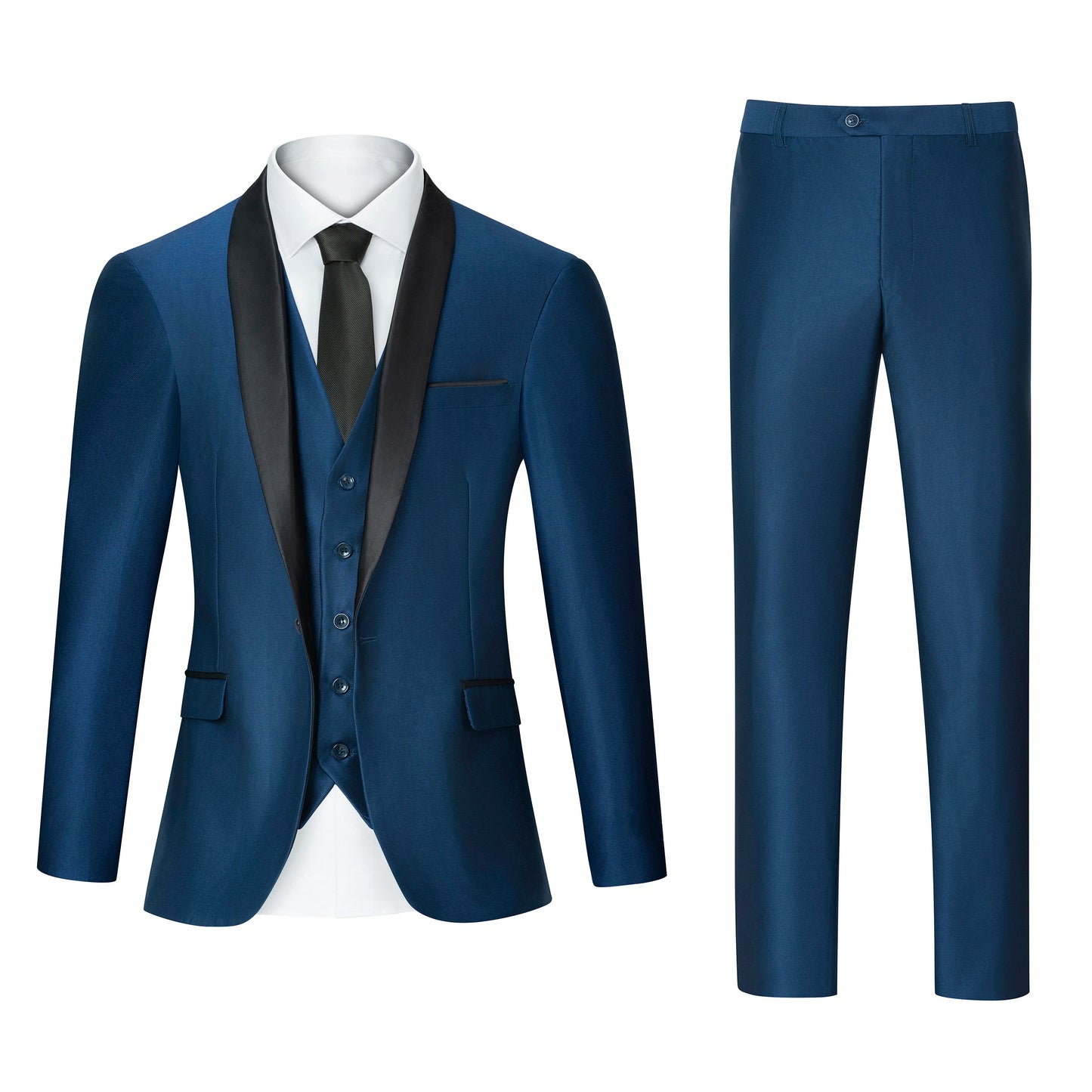 Men Suits Single Breasted Lapel 3 Piece Jacket Pants Vest Set