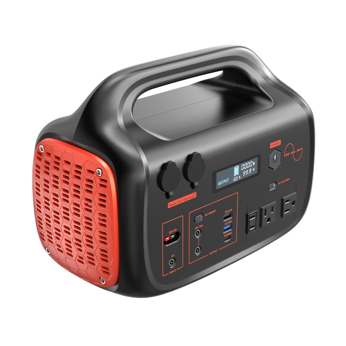 655Wh 600W Portable Generator Power Station 120V/60HZ AC Outlets for Outdoor Camping RV Home Home Emergency Outdoor Indoor