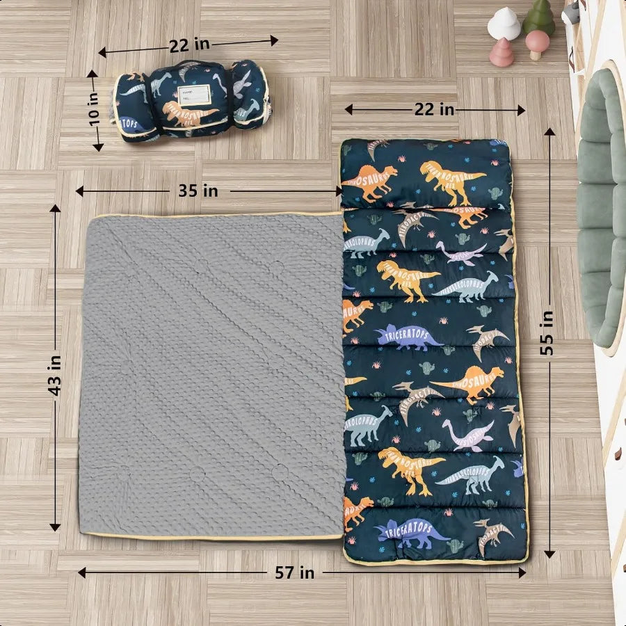 Toddler sleeping Bag with Pillow and Blanket Extra Large 55''x35'' Washable Light Easy to Roll up