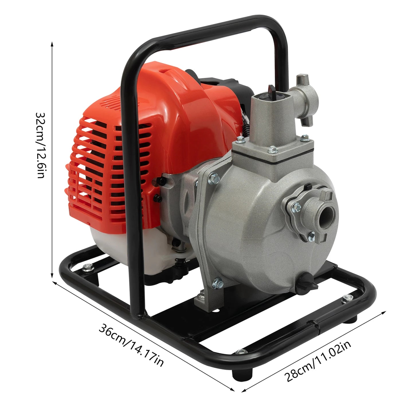 Gasoline Water Pump 2-Stroke Portable Gasoline Engine, Powerful Water Transfer Pump 26.25ft Suction