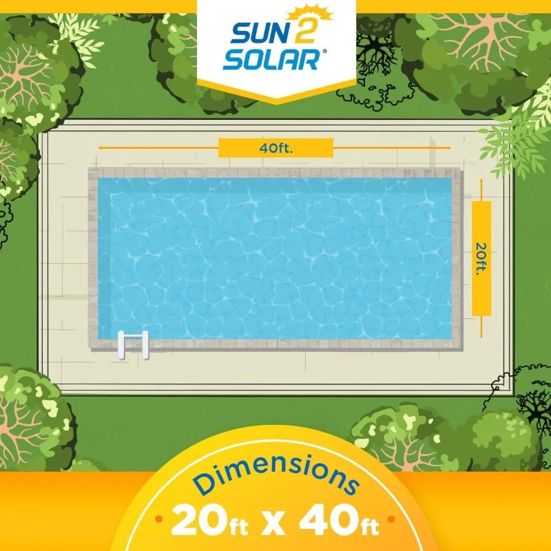 Sun2Solar Blue 20 ft x 40 ft Rectangle Pool Solar Cover , for Heating Rectangular Inground & Above Ground Swimming Pools