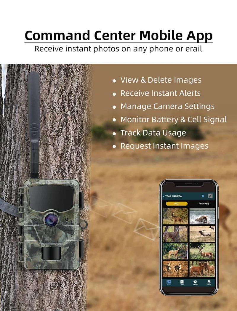 4G Hunting Trail Camera 1080P 24MP Game Camera with Night Vision Waterproof Camera for Wildlife Monitoring