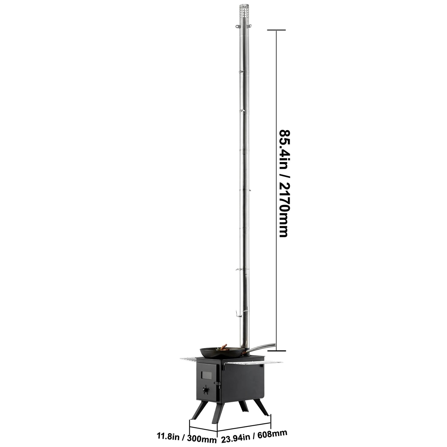 Wood Stove 86in Alloy Steel Camping Tent Stove, Portable Wood Burning Stove with Chimney Pipes & Gloves