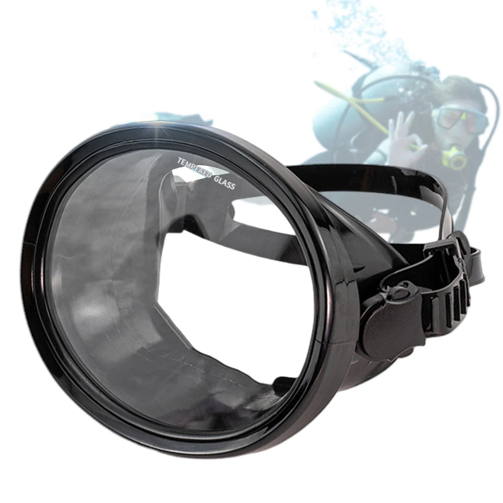 Oval Diving Mask Single Lens Scuba Mask Tempered Glass Lens Scuba Goggles Anti-Fog for Swimming Snorkeling