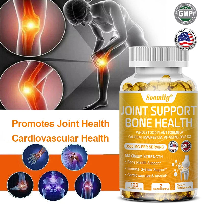 Calcium Magnesium, Vitamin D3 & K2 - Supports healthy joint structure, function & comfort, muscle, immunity, bones, non-GMO