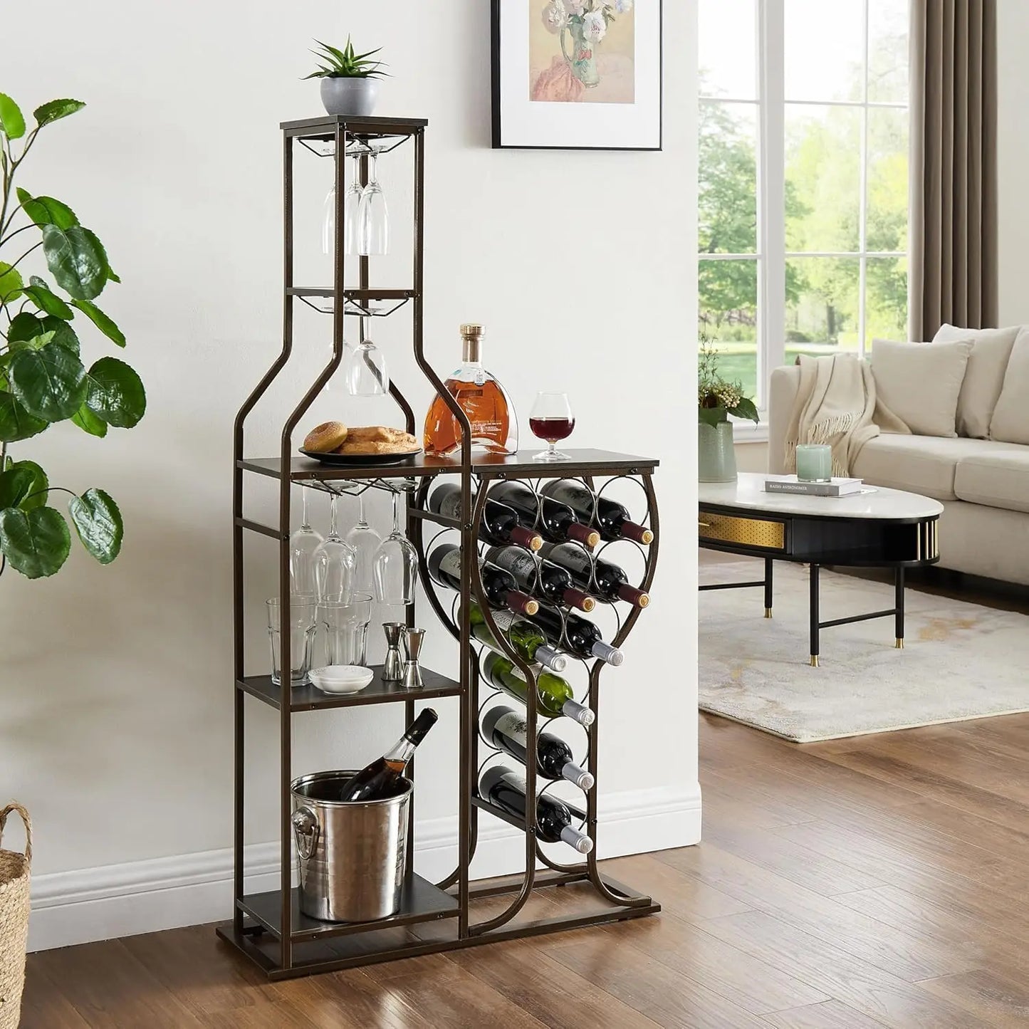 Wine Bottle and Glass Holder, Wrought Iron Wall-Mounted Racks, Household Accessories, Gifts