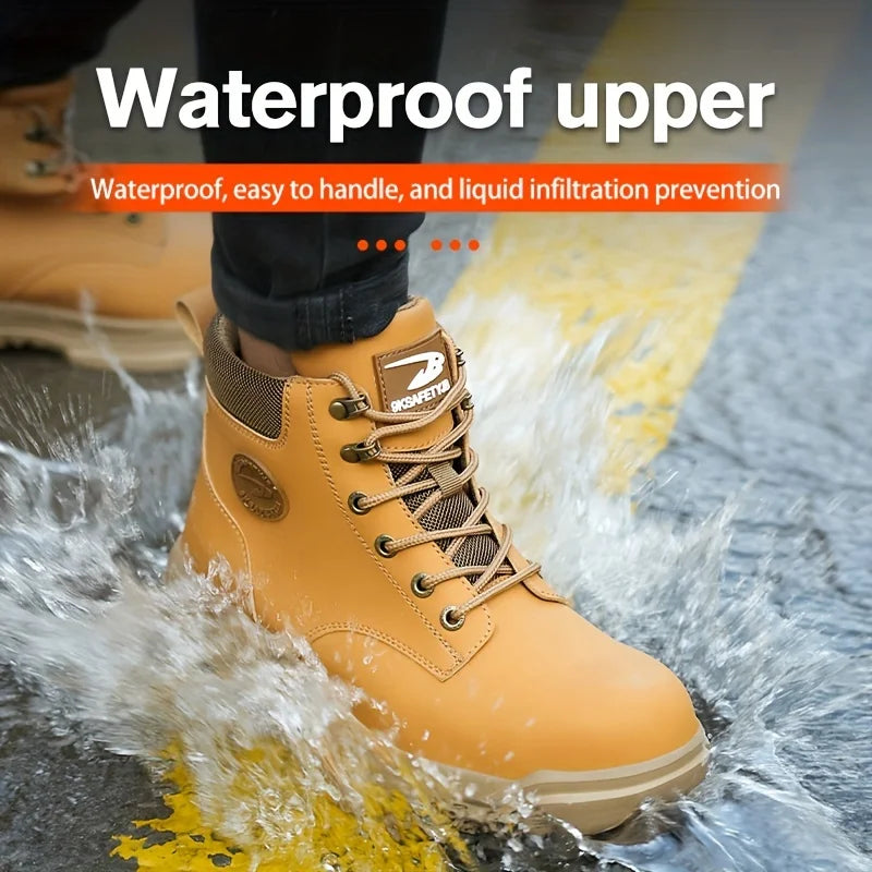 Mens Puncture-Proof Steel Toe Safety Boots Oil & Slip-Resistant