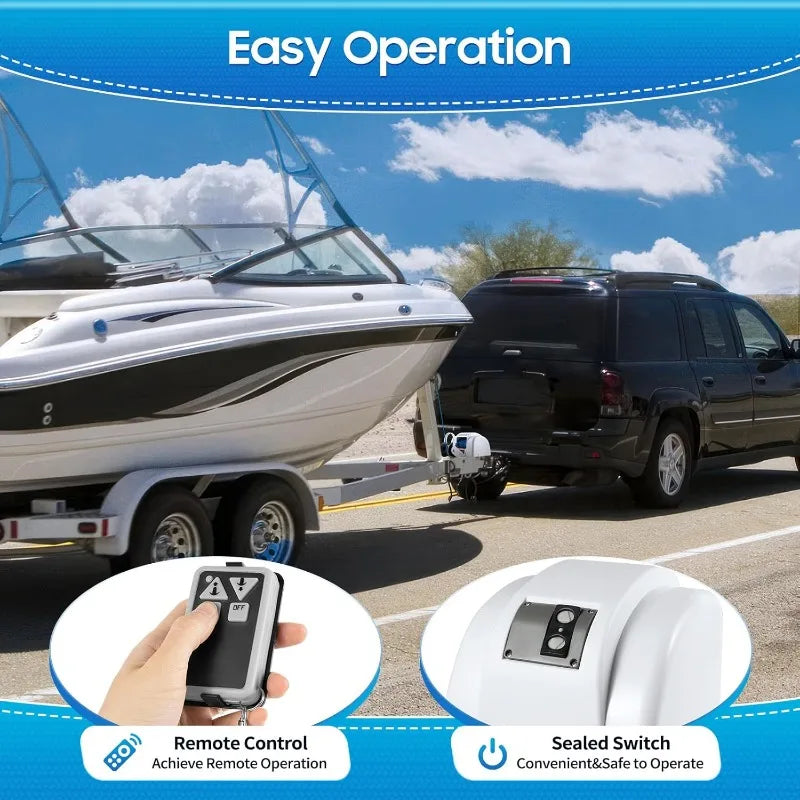 12V Electric Boat Anchor Winch with Remote Control for Anchor 45LB Automatic Anchor Winch with 100Ft Anchor Rope for Boats