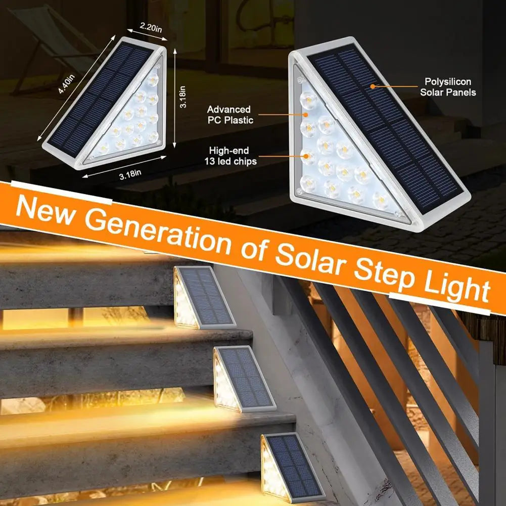 2Pcs Outdoor Step Light Solar Deck Lamp High Brightness Waterproof No Wiring Required Easy to Install