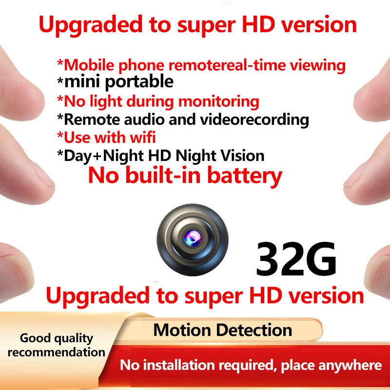 Ultra-High Definition Small Camera Wireless Monitor Home Wifi Remote Mobile Phone 360-Degree Panoramic Mini Photography Indoor Home Connected Plug-In-Free Cat Eye Non-Micro Non-Invisible Non-Hidden