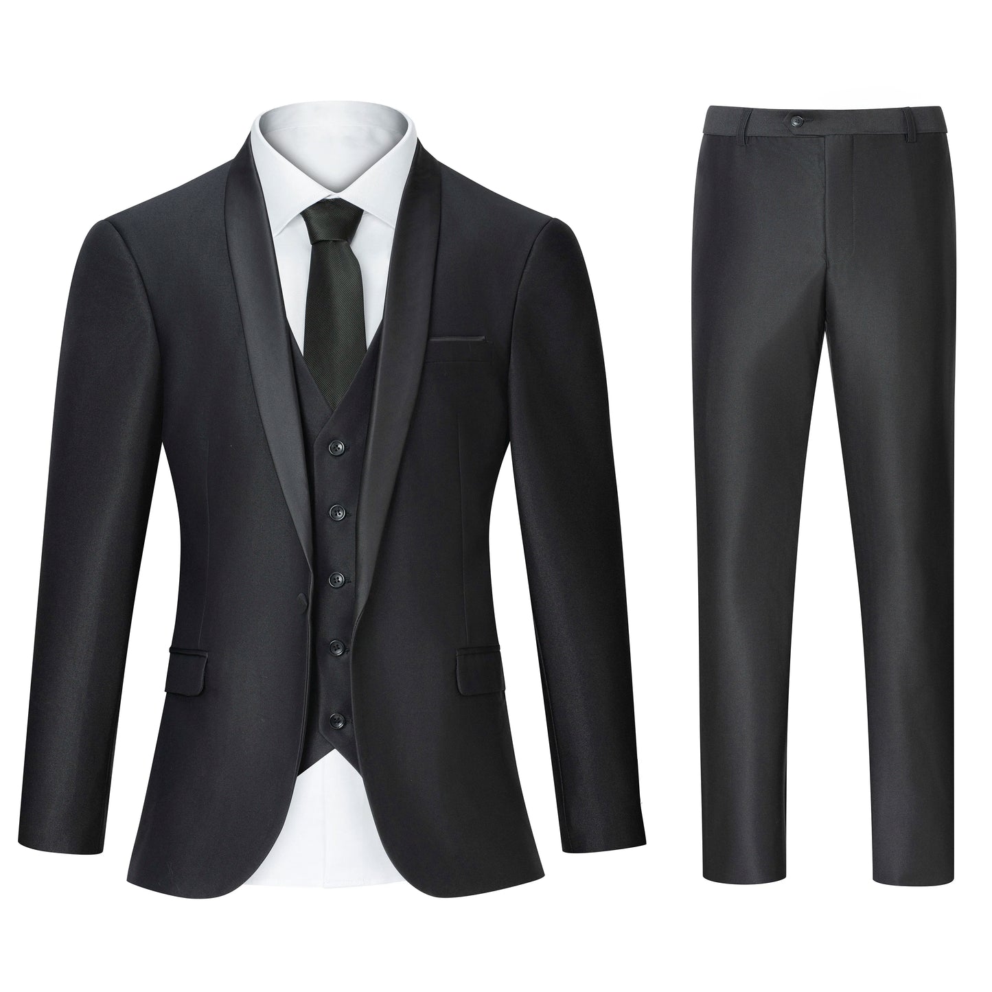 Men's Suit Regular Fit Tuxedo 3 Piece Set Jacket, Trousers, Vest