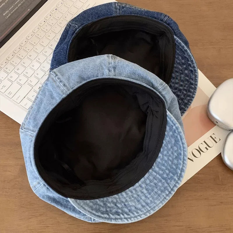 Japanese Retro Denim Cloud Berets Cap for Women