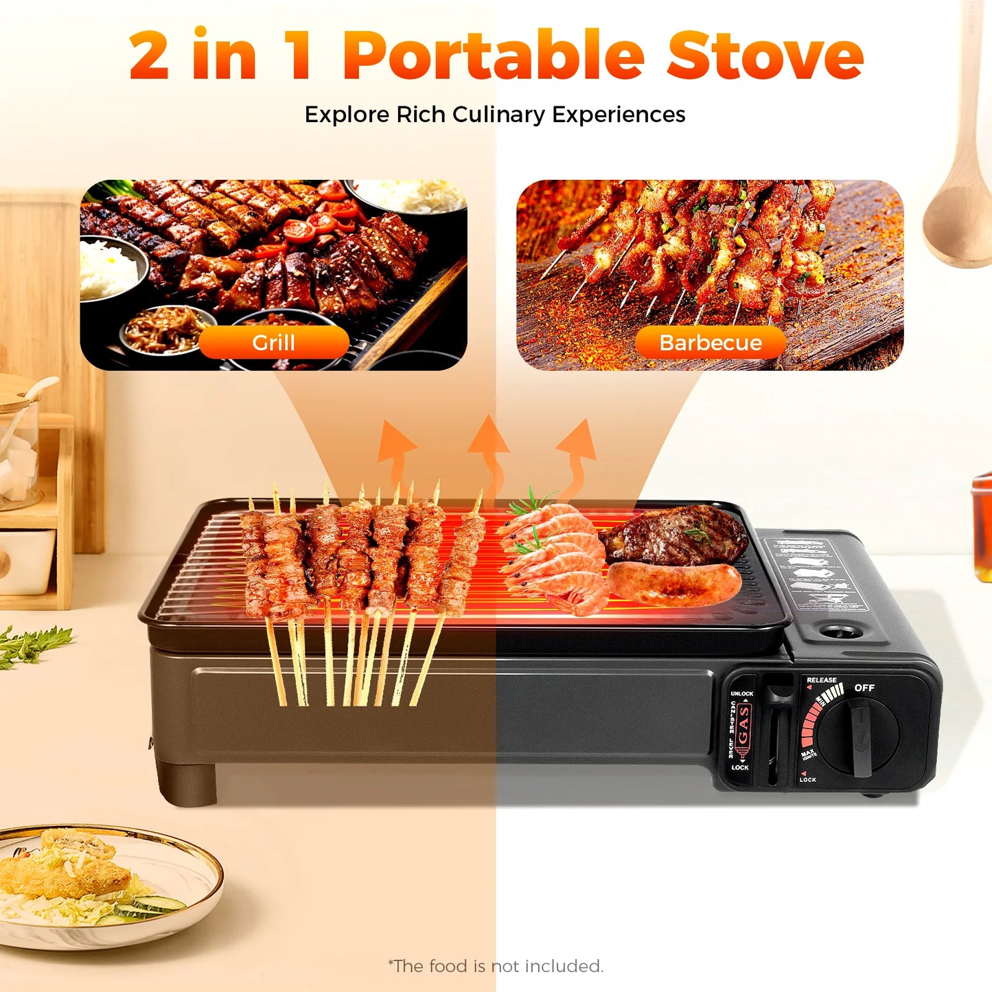 Portable Camping Grill Gas Stove Butane Gas For Camping, Traveling, Backyard