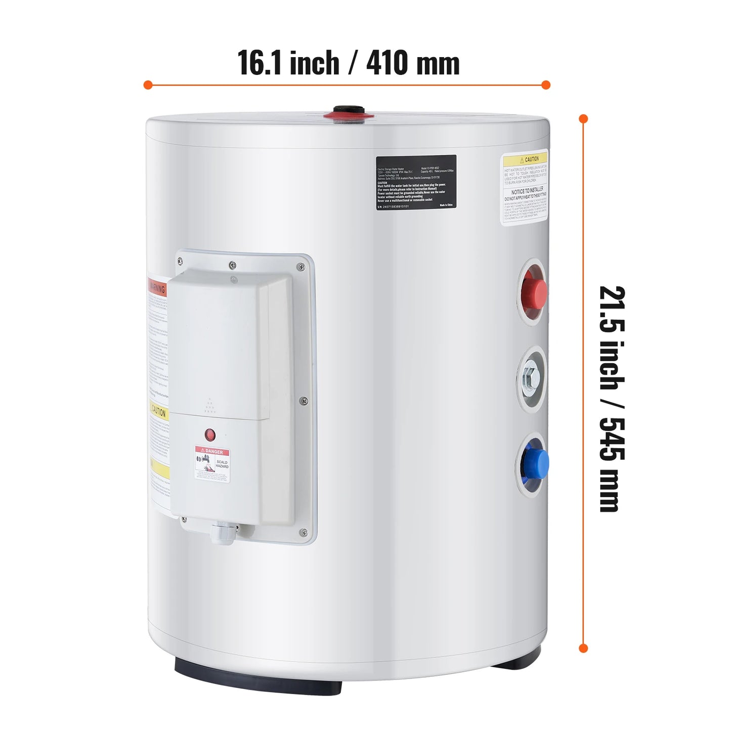 Electric Water Heater 40/70L Tank Instant Hot Water Heater 1.6Kw Tankless Water Heater w/ LED Display Knob Control