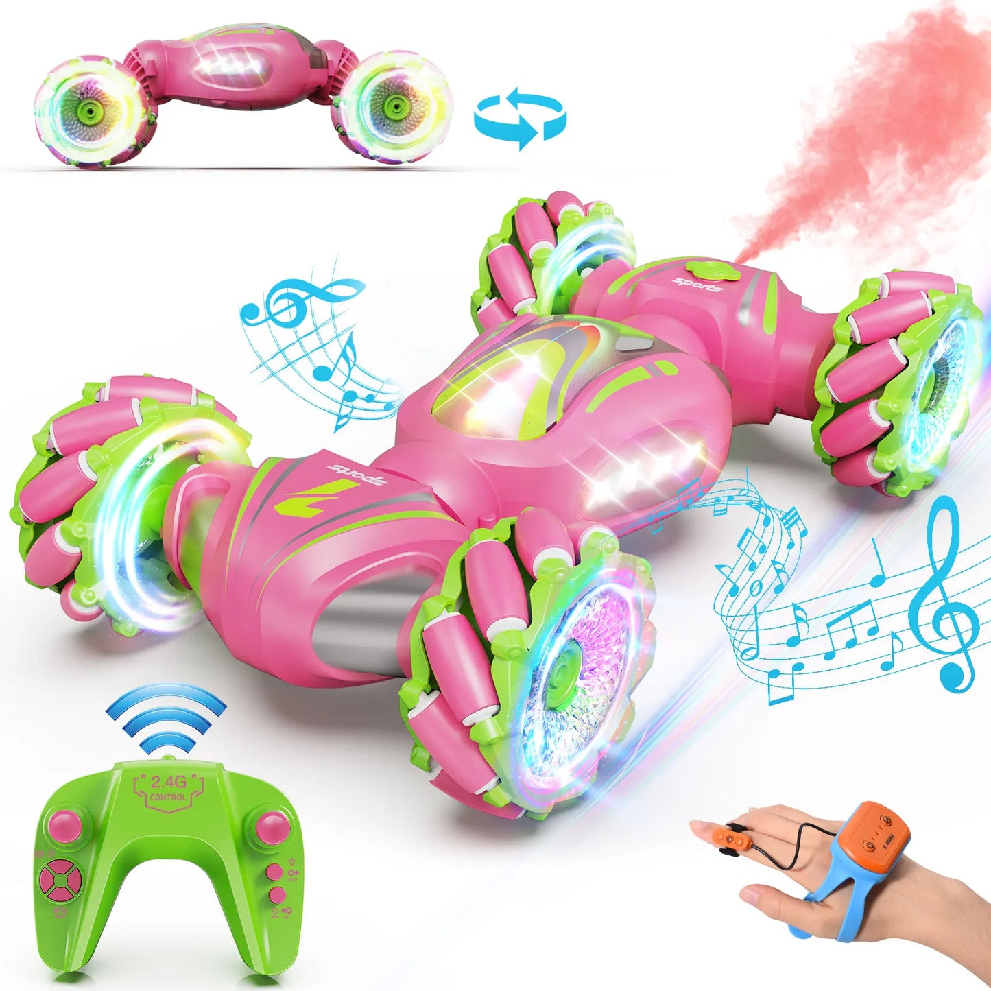 Gesture Sensing RC Stunt Car 4WD Hand Controlled 360° Rotate Transform Drift Birthday Gifts Toys for Kids with Light & Music
