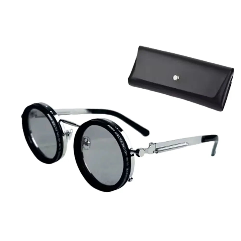 Adjustable 1-9 Sunglasses with ND Filter, Round Lenses, Polarized for Fishing
