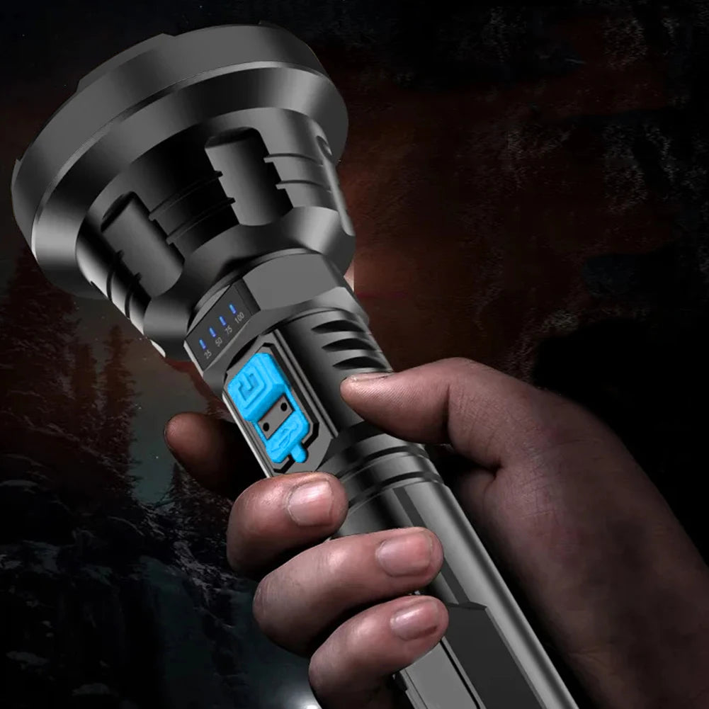 Emergency Flashlight LED Camping Lamp Multifunctional Waterproof Handheld Lantern USB Charging Service Work Light Power Display