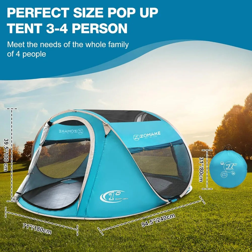 Easy Pop Up Tent 2-4 Person Waterproof