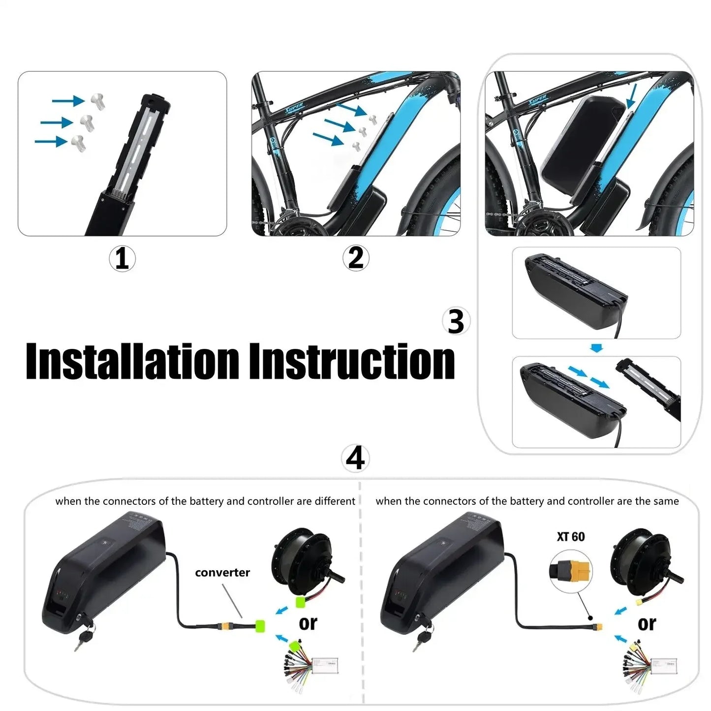 E-Bike Battery 36V 48V 20000mAh 20Ah Mountain Bicycle 1500W 1000W 750W 500W