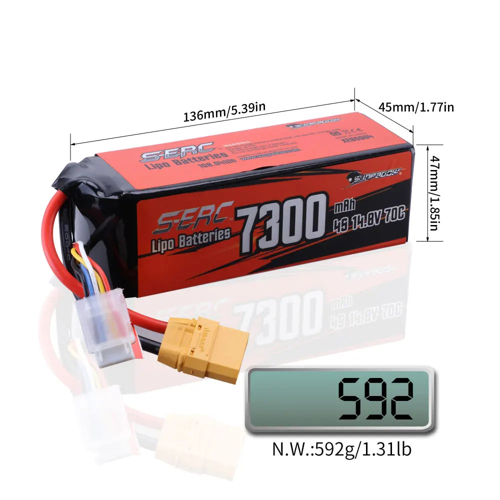 Lipo Battery 14.8V 6000mAh 7300mAh 70C with XT90 T Connector for RC