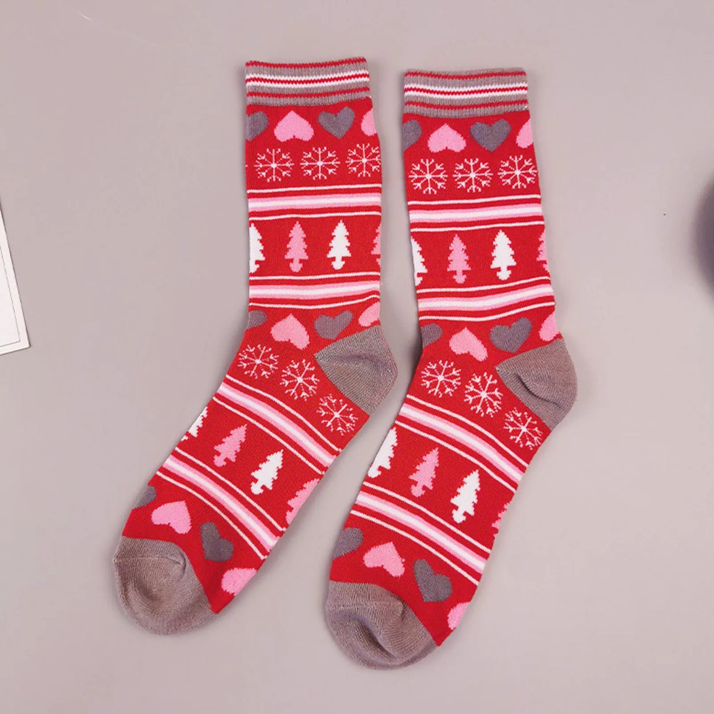 6 Pairs Christmas Socks Colorful Printed Pattern Holiday Socks