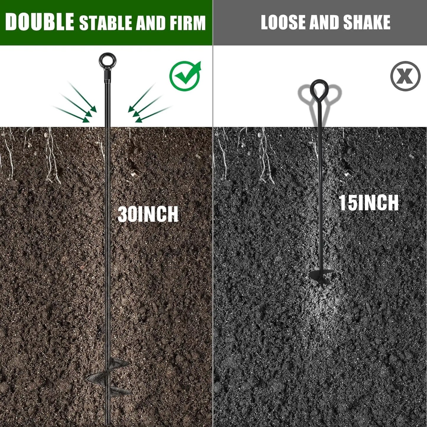 30 Inch Heavy Duty Ground Anchor Spiral Blade, Metal Anchor Stakes Camping, Securing Animals