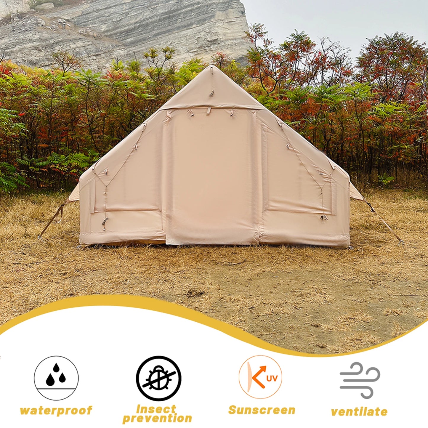 Inflatable Camping Tent, Easy Setup. Waterproof Windproof Outdoor Self-Supporting blow up tent