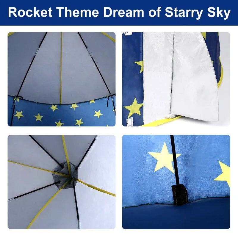 Rocket Spaceship, Kids Play Tent, Unicorn Pop up Tent, Foldable Indoor & Outdoor