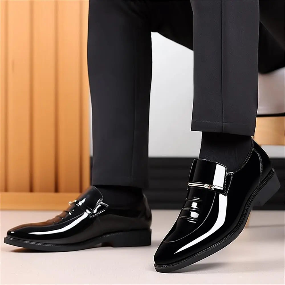 Mens Dress Shoes Formal Business Oxford High Gloss Patent Slip On Loafers