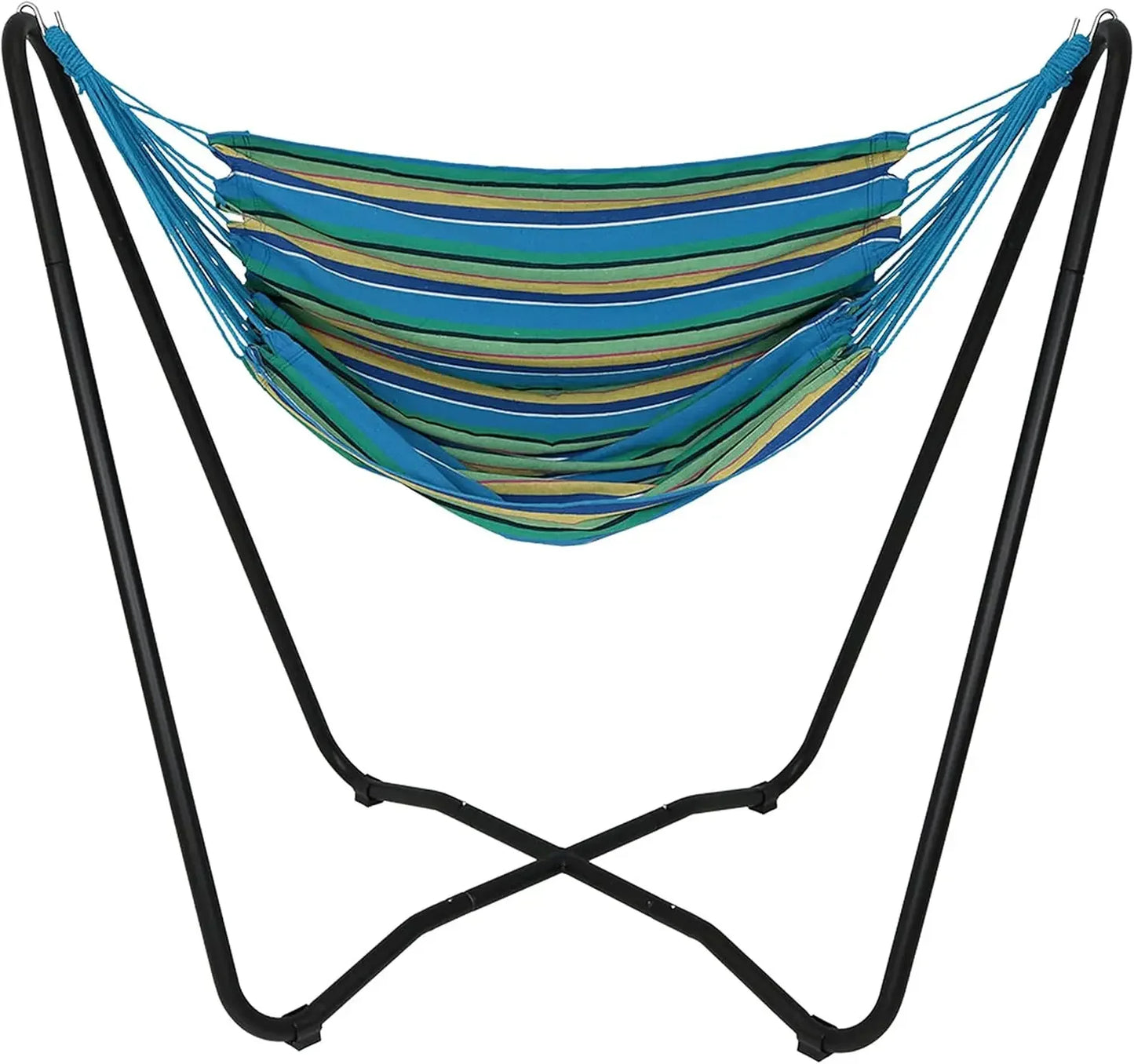 Hanging Hammock Chair with Space-Saving Stand for Indoor or Outdoor Use - 330-Pound Capacity