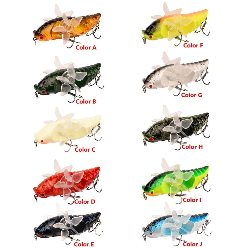 1 PC Popper Spin Fishing Lure Floating Hard Bait Artificial Spinning Baits 14G 7.5G Rotate Fishing Lure Perch Pesca Fishing Hook