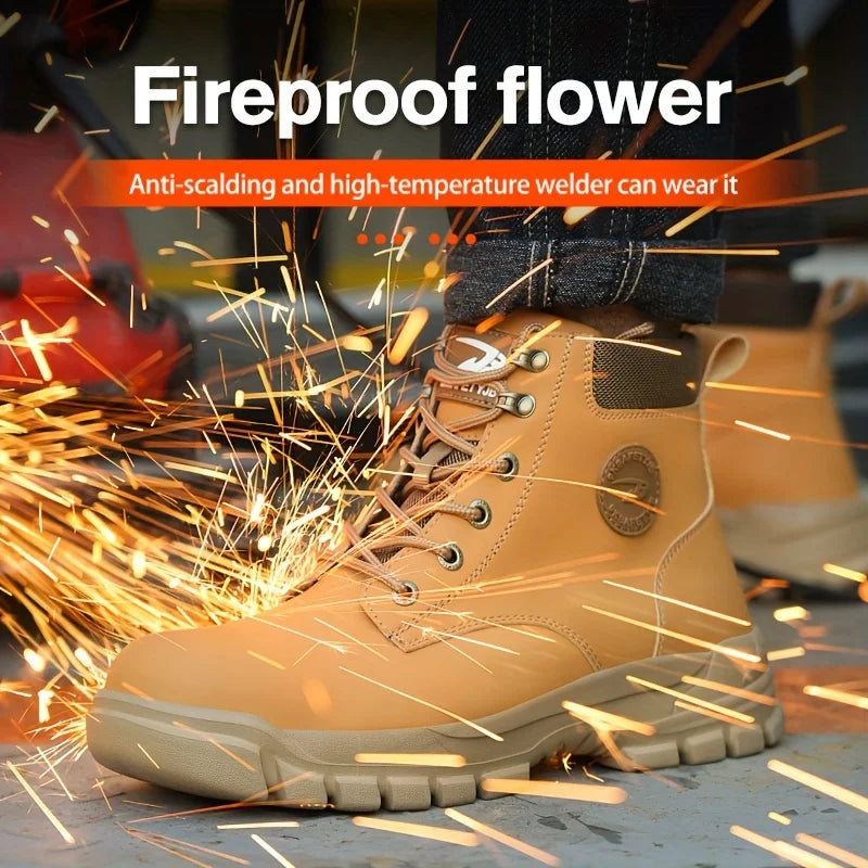 Mens Puncture-Proof Steel Toe Safety Boots Oil & Slip-Resistant