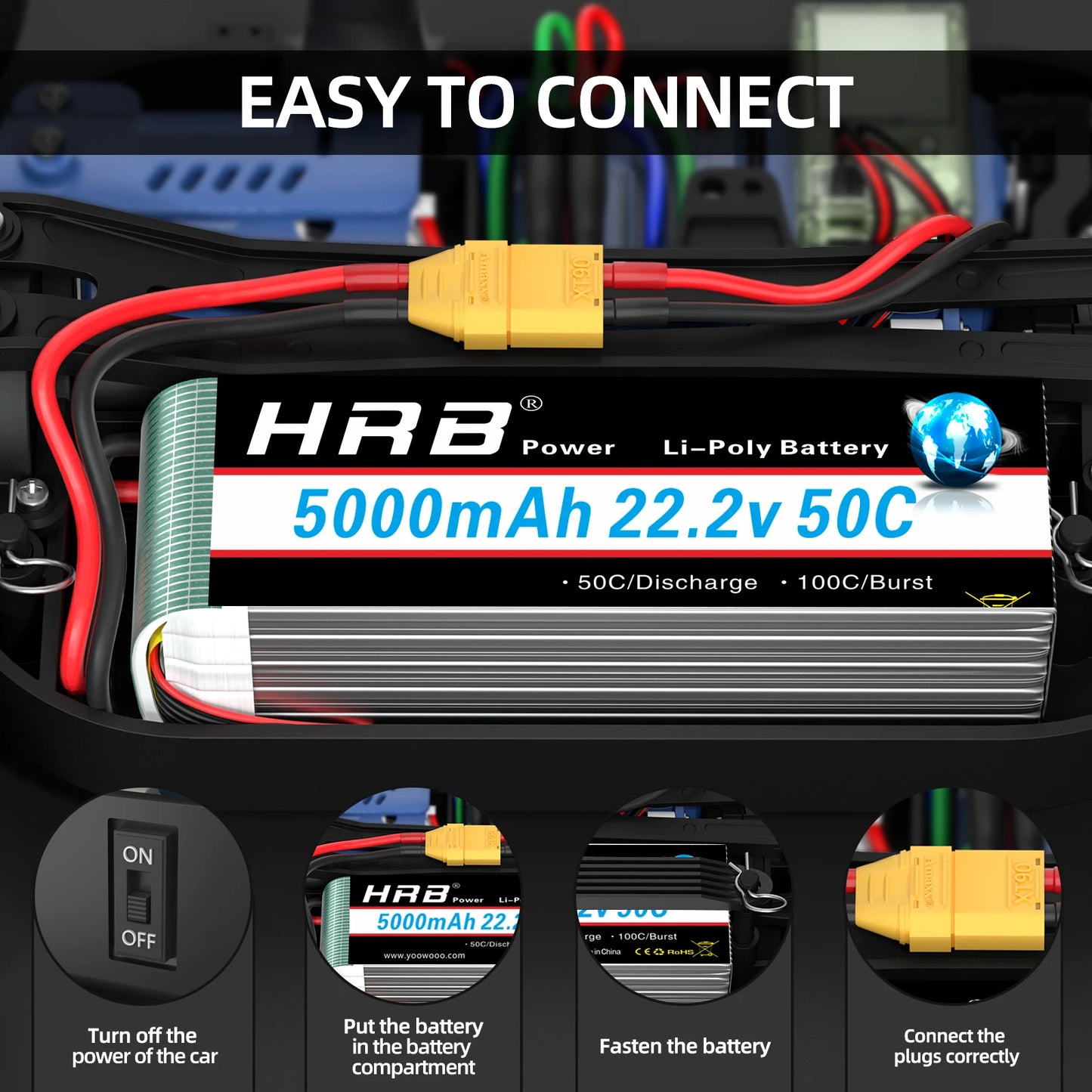 1/2PCS Lipo Battery 22.2V 5000mah Drone Battery 50C With XT90 Connector for Quadcopter