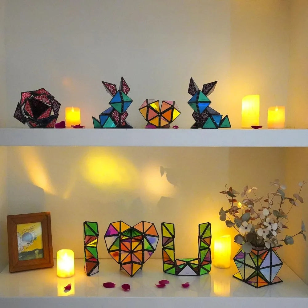 Magnet Pyramid Stone - 1 Cube Transforms into 1 Billion Shapes, 14 pcs (12 Puzzle pcs and 2 Accessories