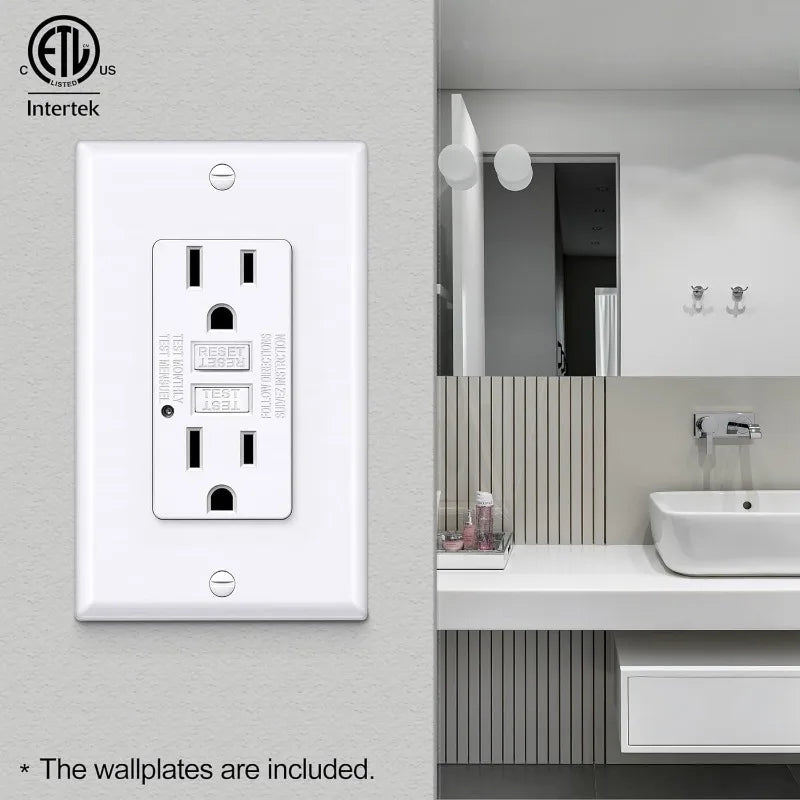 GFCI Outlet 15 Amp, GFI with LED Indicator, Ground Fault Circuit Interrupter. 10 Pack