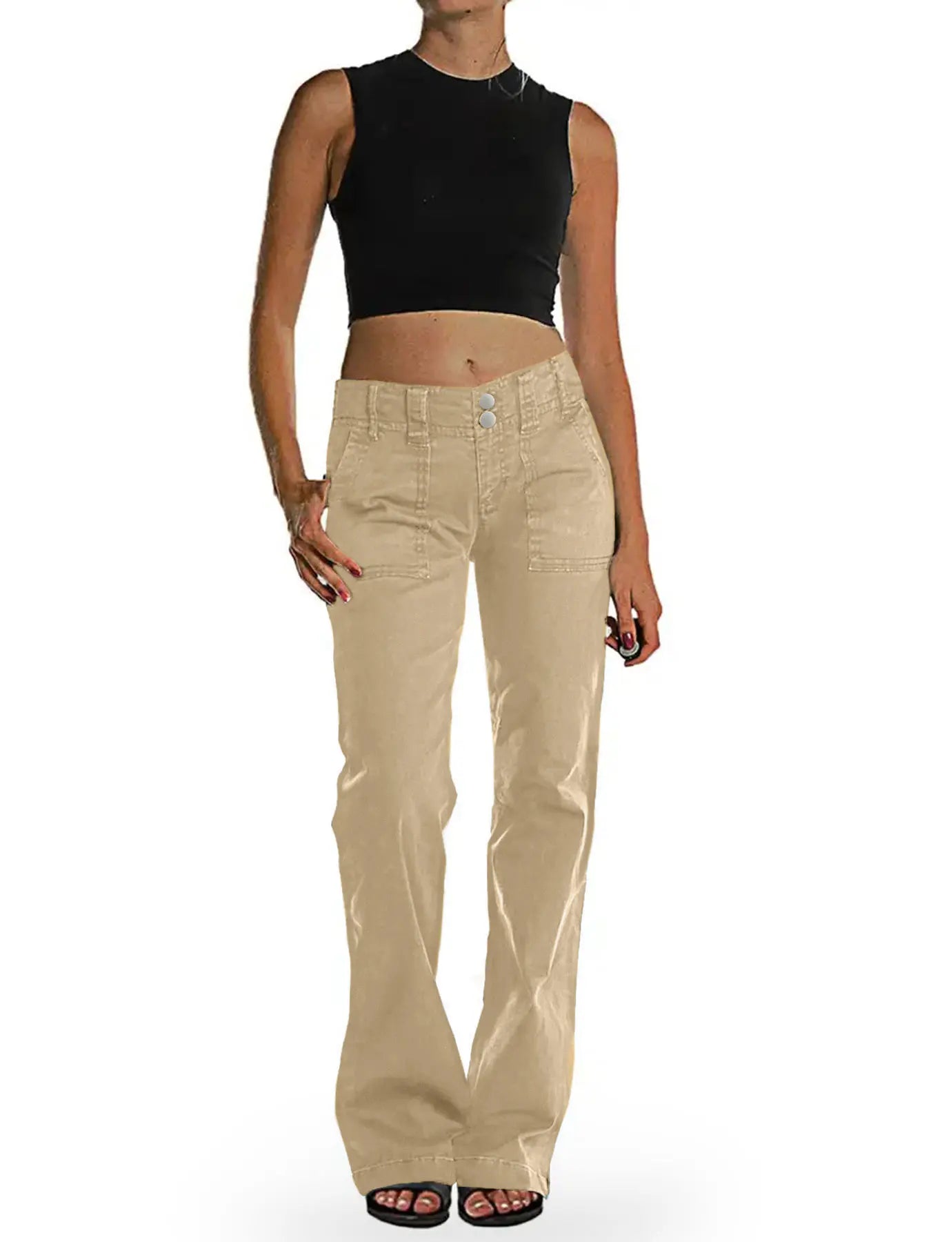 Mid Rise Jeans for Women, Wide Leg Flare Pants