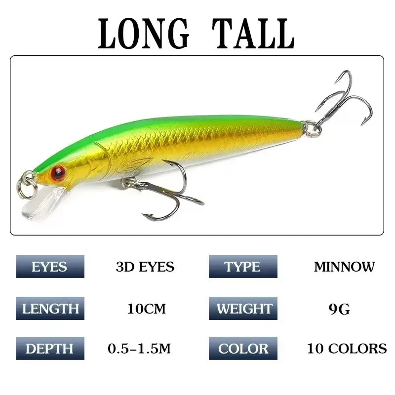 10pcs Fishing Lures, Minnow Floating Hard Bait
