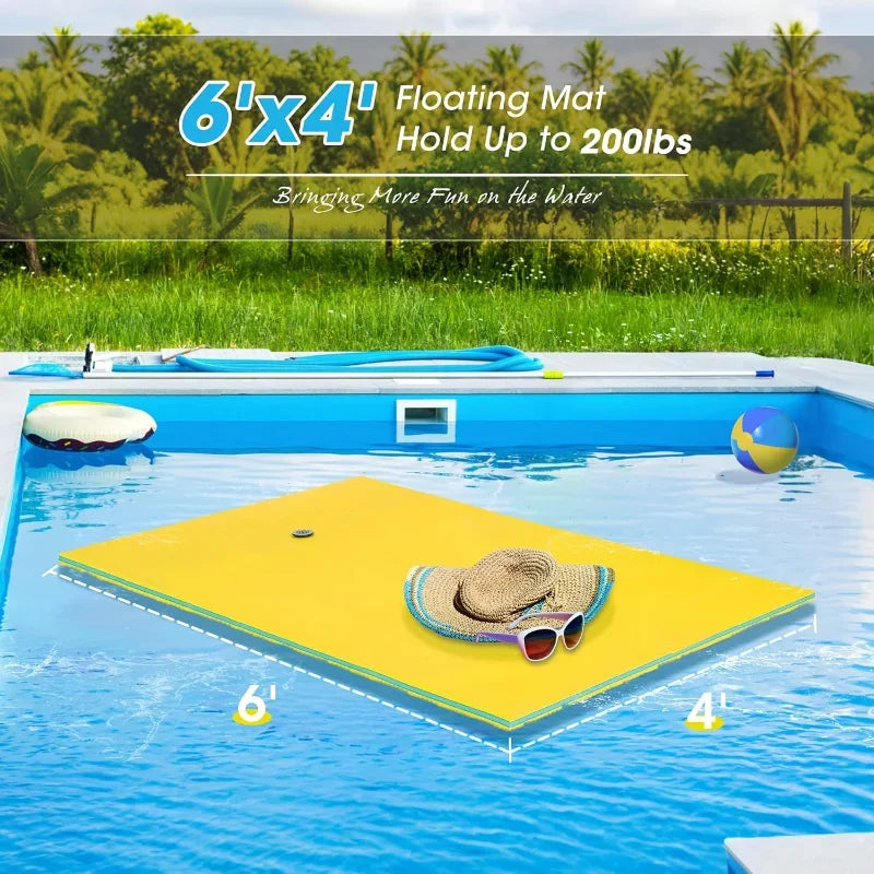 Outroad Floating Water Pad Mat, 3 Layers XPE Foam 9 Ft Lily Pad for Beach, Ocean, Lake, Roll-Up Floating Island for Water
