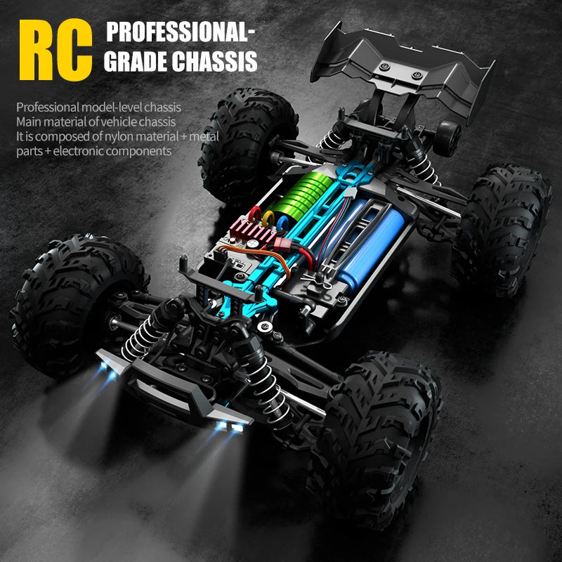 1:16 75KM/H 4WD RC Truck With LED Light 2.4G Remote Control, High Speed Drift Monster Truck