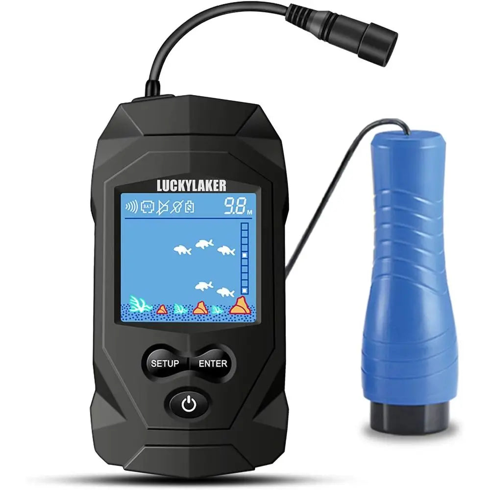 Handheld Fish Finder, Sonar Portable Wired with Transducer, LCD Monitor
